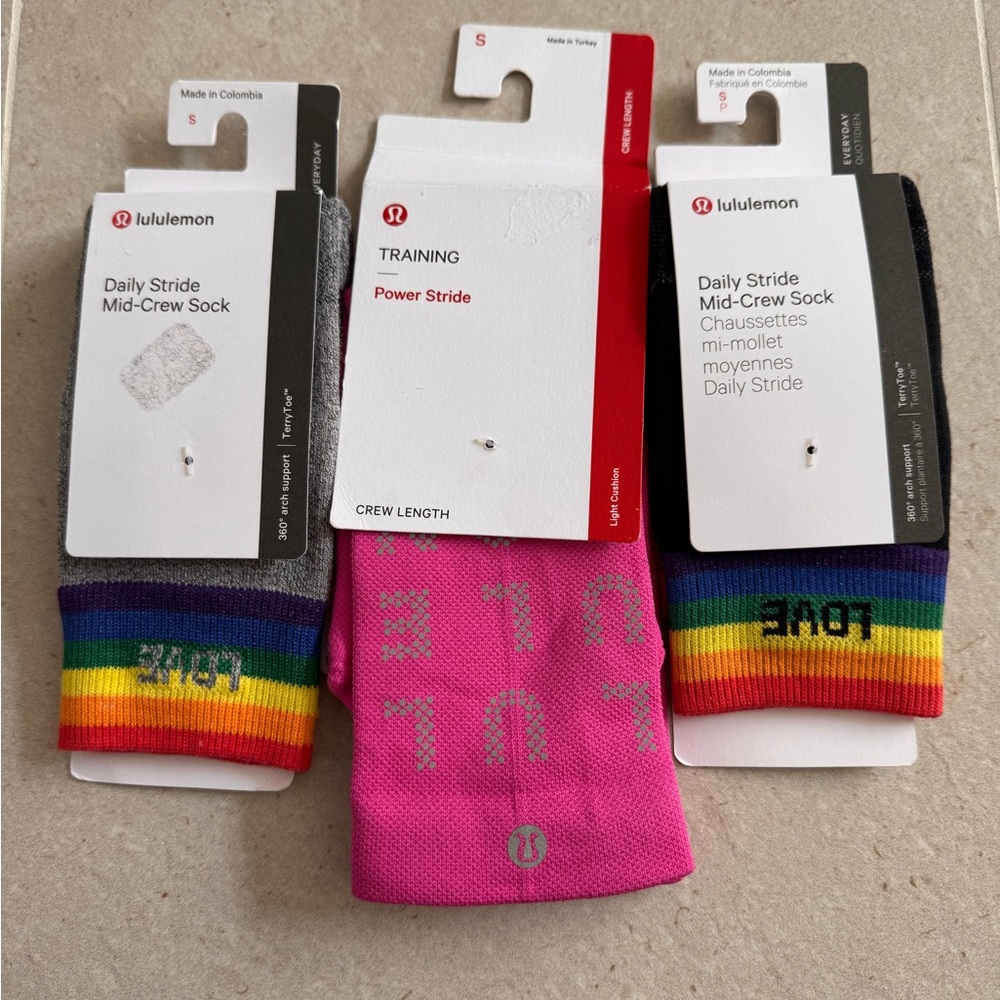 lululemon athletica Crew Socks - Rainbow, Pink, Black